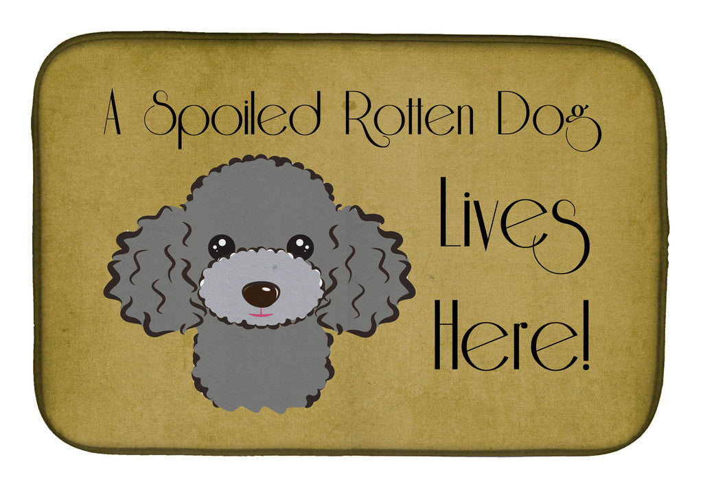 Silver Gray Poodle Spoiled Dog Lives Here Dish Drying Mat Absorbent Dish Drying Mat Pad for Kitchen Counter Dish Drainer Mat for Countertop, 14 x 21", Multicolor
