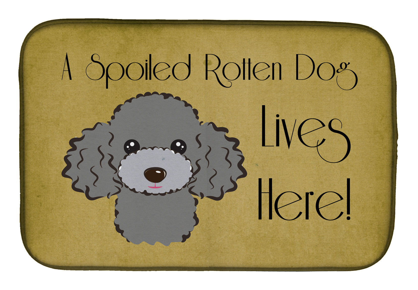 Silver Gray Poodle Spoiled Dog Lives Here Dish Drying Mat Absorbent Dish Drying Mat Pad for Kitchen Counter Dish Drainer Mat for Countertop, 14 x 21", Multicolor