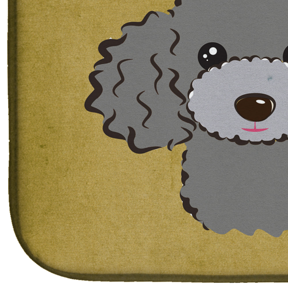 Silver Gray Poodle Spoiled Dog Lives Here Dish Drying Mat Absorbent Dish Drying Mat Pad for Kitchen Counter Dish Drainer Mat for Countertop, 14 x 21", Multicolor