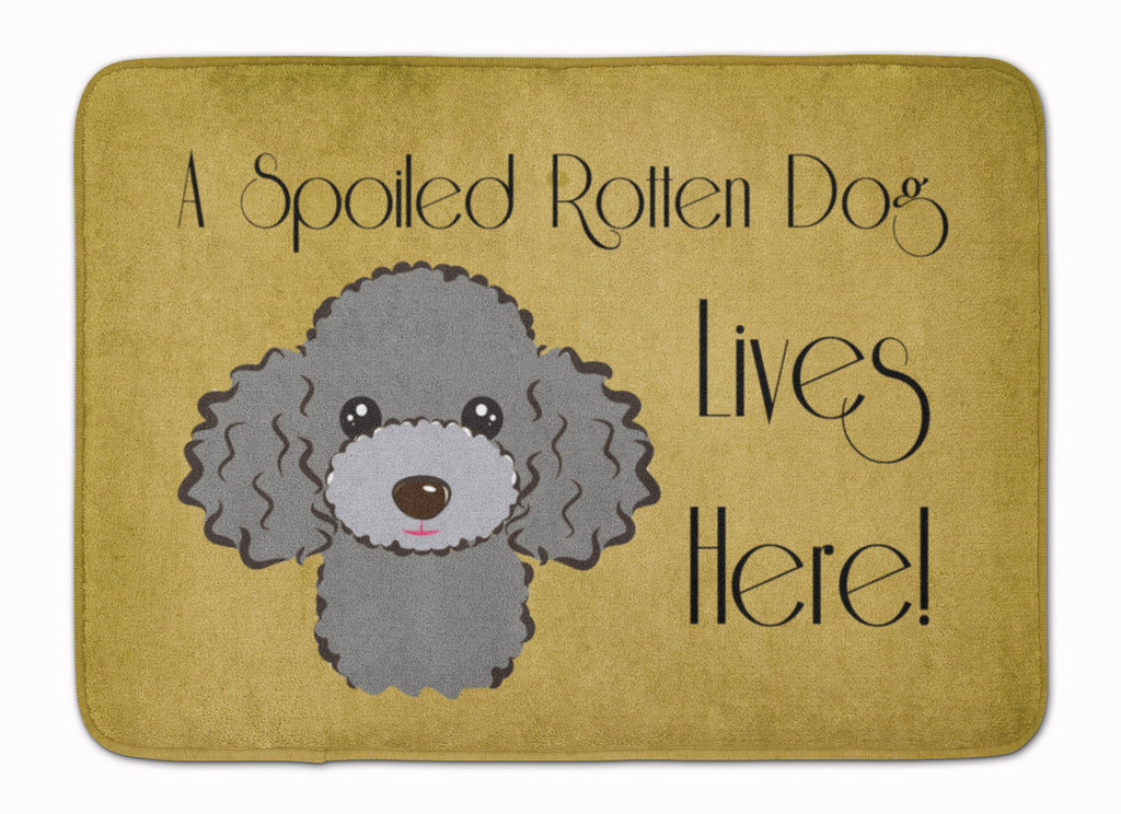 Silver Gray Poodle Spoiled Dog Lives Here Memory Foam Kitchen Mat Machine Washable Anti-Fatigue Cushion Comfort Bath or Kitchen Rug