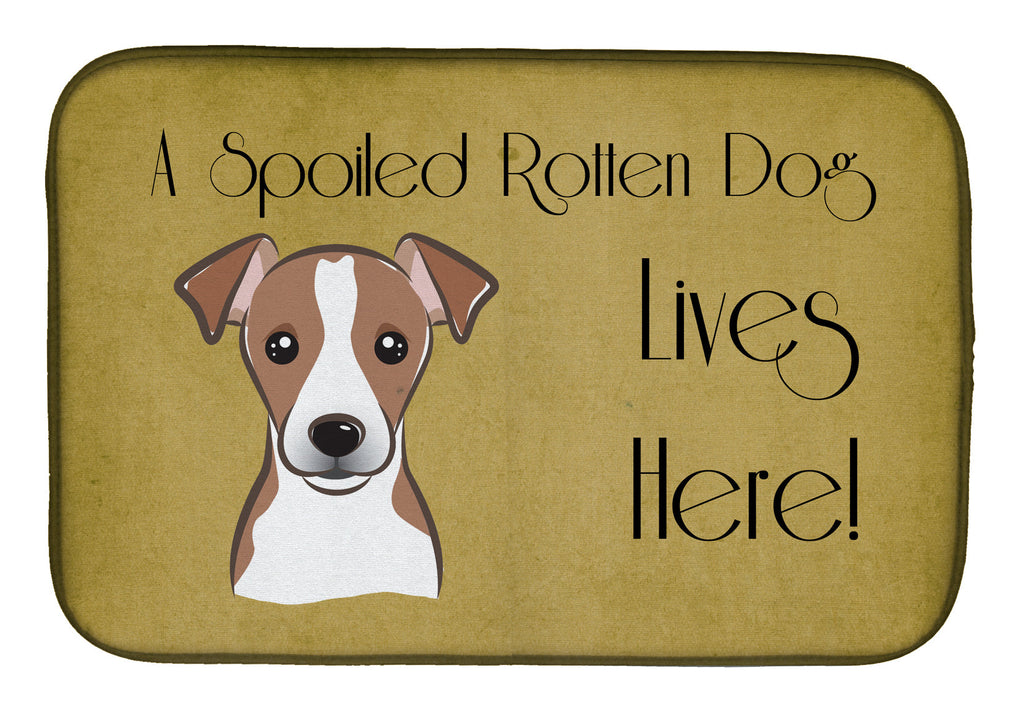Jack Russell Terrier Spoiled Dog Lives Here Dish Drying Mat Absorbent Dish Drying Mat Pad for Kitchen Counter Dish Drainer Mat for Countertop, 14 x 21", Multicolor