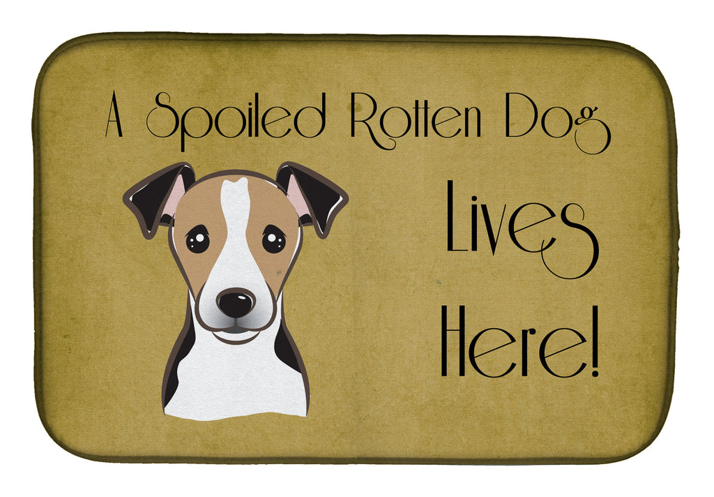 Jack Russell Terrier Spoiled Dog Lives Here Dish Drying Mat Absorbent Dish Drying Mat Pad for Kitchen Counter Dish Drainer Mat for Countertop, 14 x 21", Multicolor