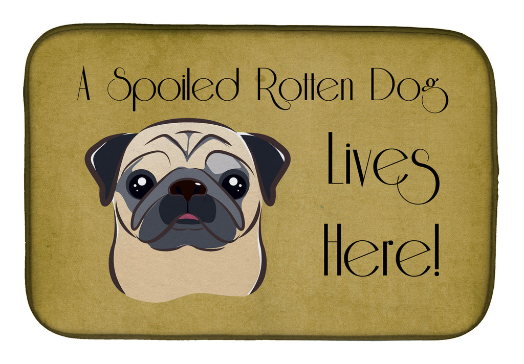 Fawn Pug Spoiled Dog Lives Here Dish Drying Mat Absorbent Dish Drying Mat Pad for Kitchen Counter Dish Drainer Mat for Countertop, 14 x 21", Multicolor