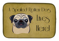 Fawn Pug Spoiled Dog Lives Here Dish Drying Mat Absorbent Dish Drying Mat Pad for Kitchen Counter Dish Drainer Mat for Countertop, 14 x 21", Multicolor