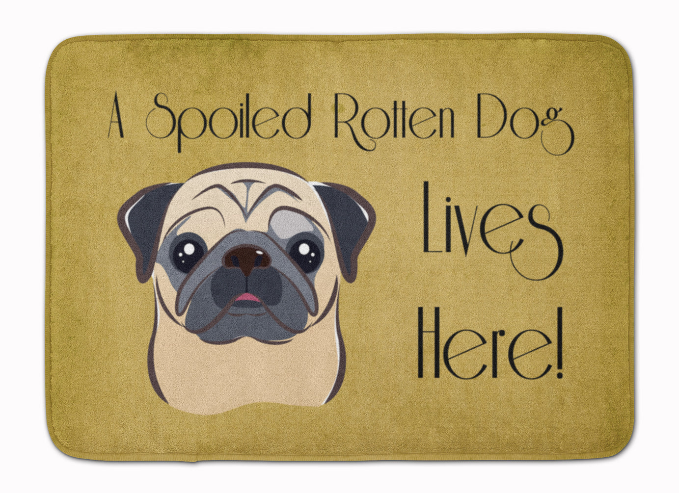 Fawn Pug Spoiled Dog Lives Here Memory Foam Kitchen Mat Machine Washable Anti-Fatigue Cushion Comfort Bath or Kitchen Rug
