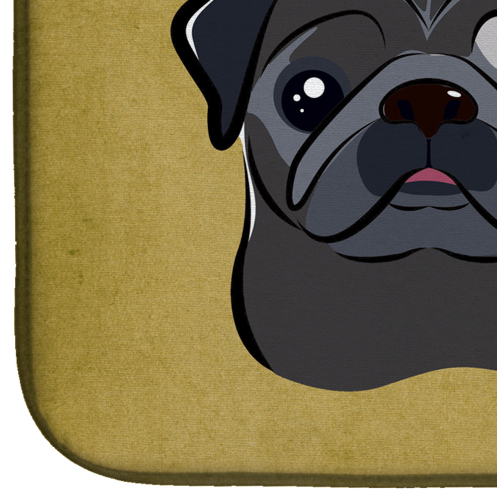 Black Pug Spoiled Dog Lives Here Dish Drying Mat Absorbent Dish Drying Mat Pad for Kitchen Counter Dish Drainer Mat for Countertop, 14 x 21", Multicolor