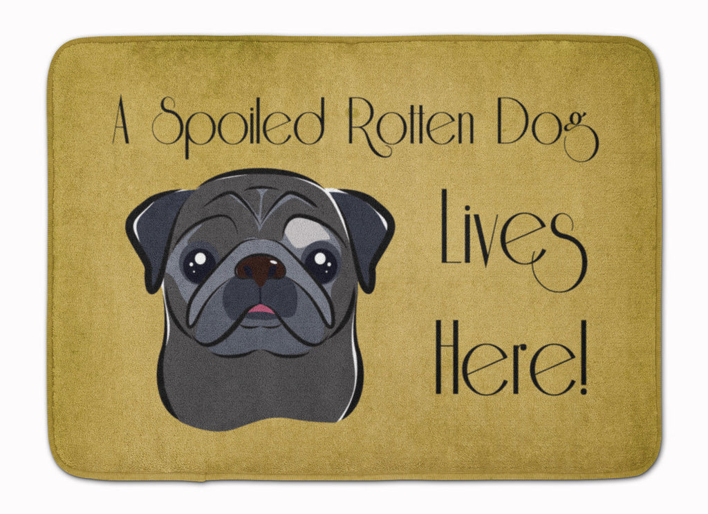 Black Pug Spoiled Dog Lives Here Memory Foam Kitchen Mat Machine Washable Anti-Fatigue Cushion Comfort Bath or Kitchen Rug