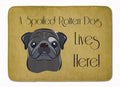 Black Pug Spoiled Dog Lives Here Memory Foam Kitchen Mat Machine Washable Anti-Fatigue Cushion Comfort Bath or Kitchen Rug