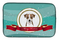 Jack Russell Terrier Merry Christmas Dish Drying Mat Absorbent Dish Drying Mat Pad for Kitchen Counter Dish Drainer Mat for Countertop, 14 x 21", Multicolor