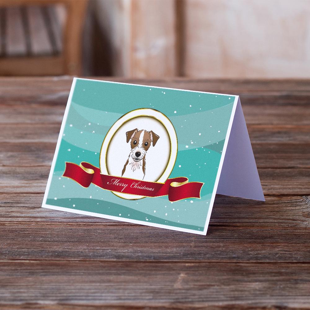 Jack Russell Terrier Merry Christmas Greeting Cards Pack of 8 Blank Cards with Envelopes Whimsical A7 Size 5x7
