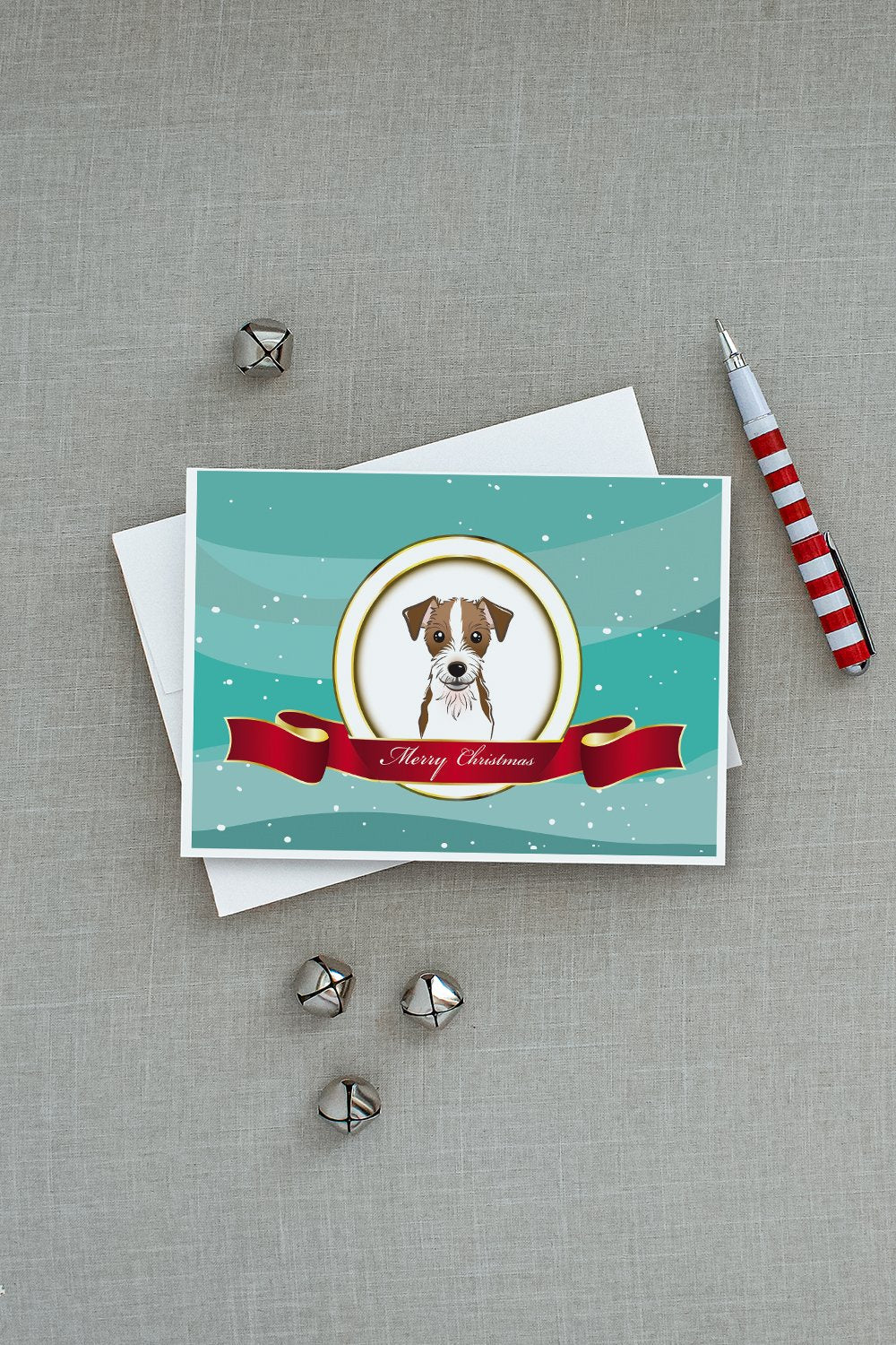 Jack Russell Terrier Merry Christmas Greeting Cards Pack of 8 Blank Cards with Envelopes Whimsical A7 Size 5x7