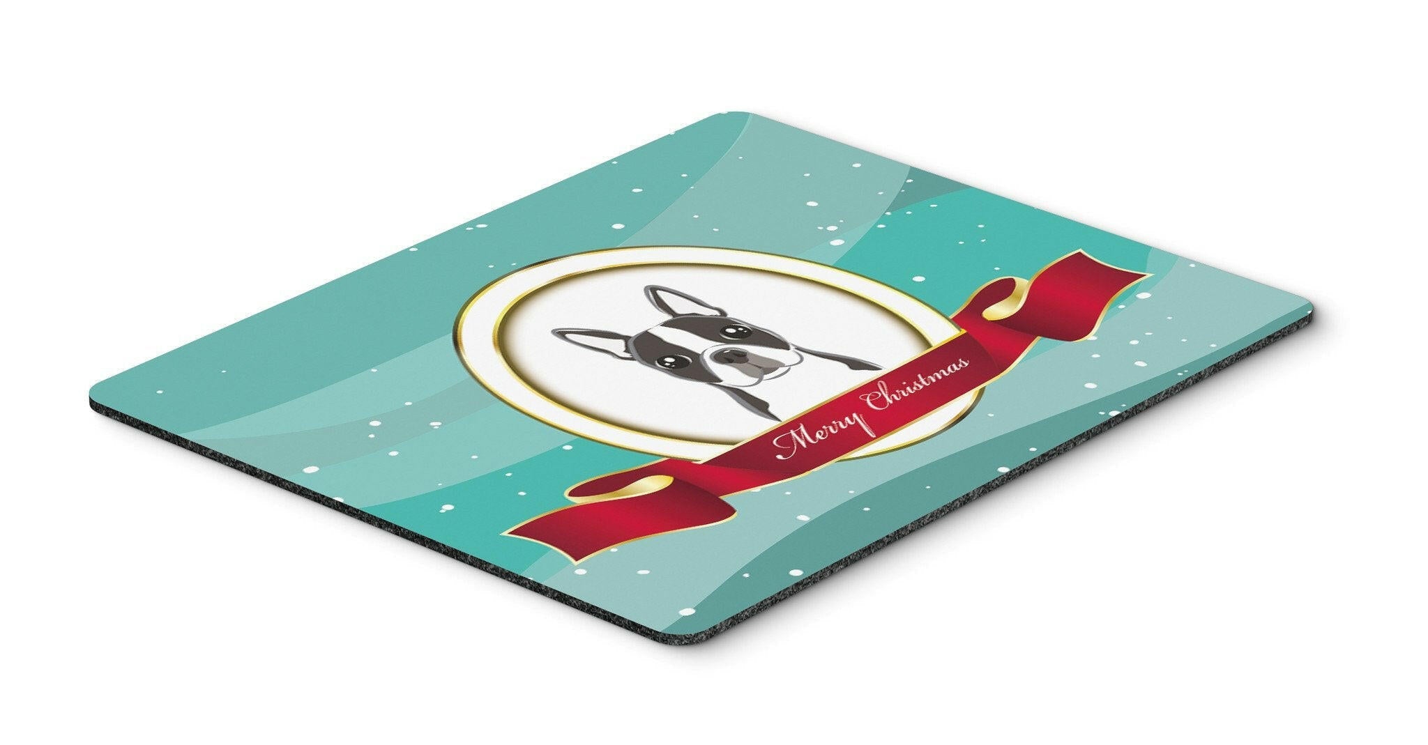 Boston Terrier Merry Christmas Mouse Pad, Heat Resistant Trivet Hot Pad , Non Slip Rubber Desk Mat, Kitchen Counter Protector, Home Office Decor Gift