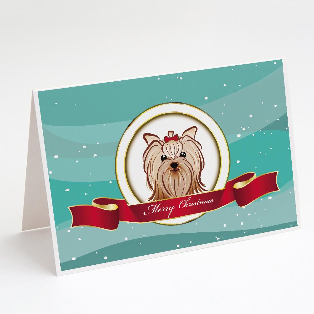 Yorkie Yorkishire Terrier Merry Christmas Greeting Cards Pack of 8 Blank Cards with Envelopes Whimsical A7 Size 5x7