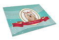 Yorkie Yorkishire Terrier Merry Christmas Cutting Board Tempered Glass Kitchen Cutting Surface, Heat Resistant Chopping, Non-Slip Feet, Food Prep & Serving