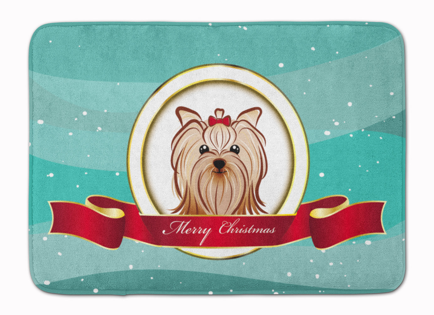 Yorkie Yorkishire Terrier Merry Christmas Memory Foam Kitchen Mat Machine Washable Anti-Fatigue Cushion Comfort Bath or Kitchen Rug