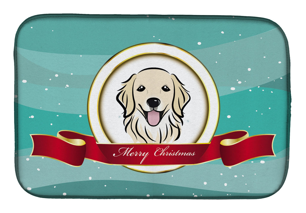 Golden Retriever Merry Christmas Dish Drying Mat Absorbent Dish Drying Mat Pad for Kitchen Counter Dish Drainer Mat for Countertop, 14 x 21", Multicolor