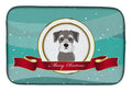 Schnauzer Merry Christmas Dish Drying Mat Absorbent Dish Drying Mat Pad for Kitchen Counter Dish Drainer Mat for Countertop, 14 x 21", Multicolor