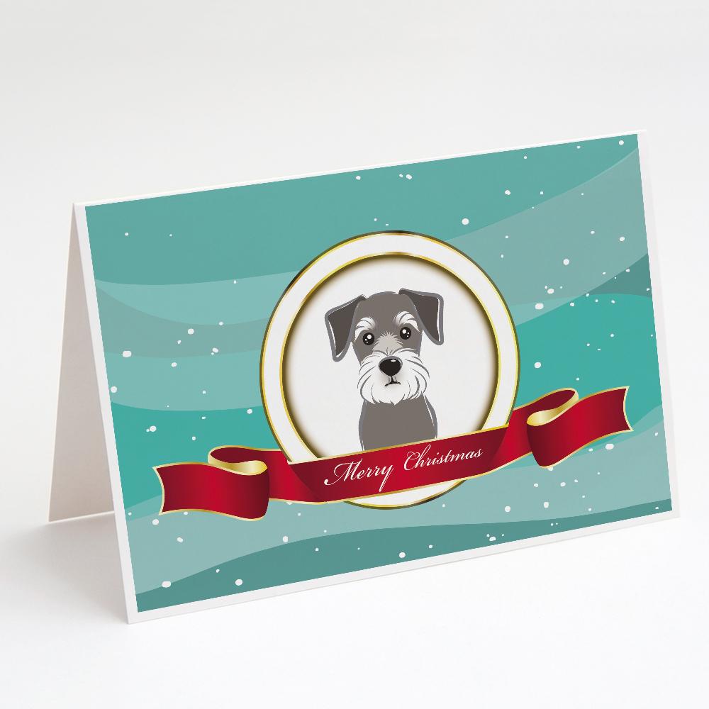Schnauzer Merry Christmas Greeting Cards Pack of 8 Blank Cards with Envelopes Whimsical A7 Size 5x7