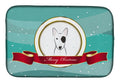 Bull Terrier Merry Christmas Dish Drying Mat Absorbent Dish Drying Mat Pad for Kitchen Counter Dish Drainer Mat for Countertop, 14 x 21", Multicolor