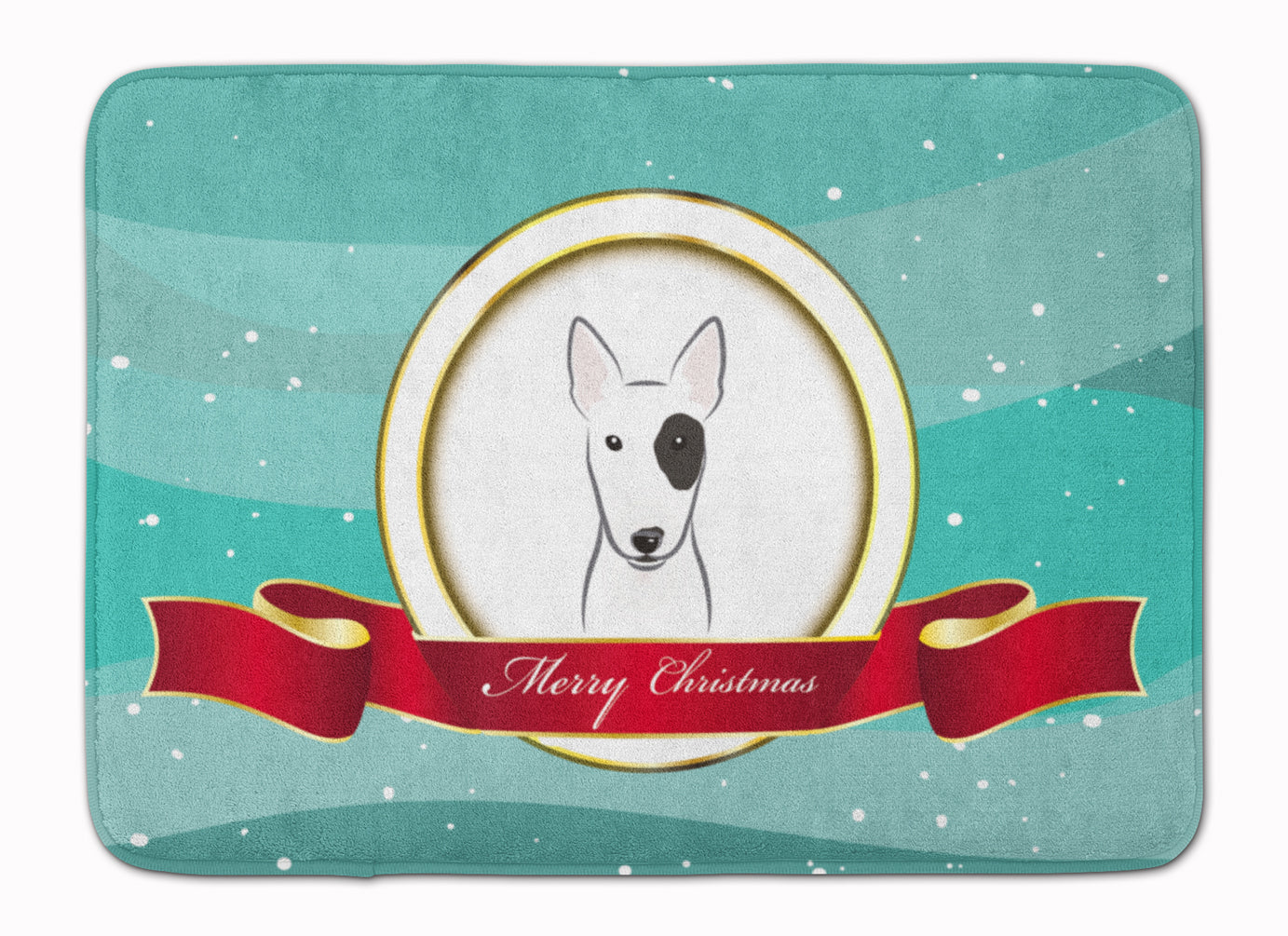 Bull Terrier Merry Christmas Memory Foam Kitchen Mat Machine Washable Anti-Fatigue Cushion Comfort Bath or Kitchen Rug