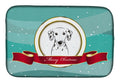 Dalmatian Merry Christmas Dish Drying Mat Absorbent Dish Drying Mat Pad for Kitchen Counter Dish Drainer Mat for Countertop, 14 x 21", Multicolor
