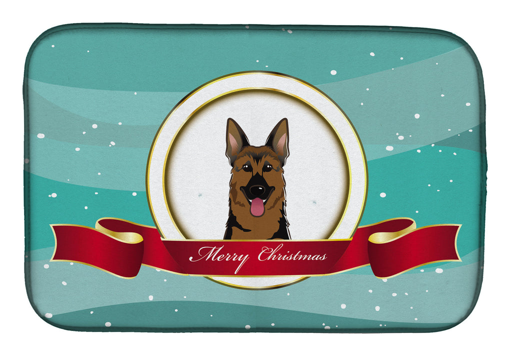 German Shepherd Merry Christmas Dish Drying Mat Absorbent Dish Drying Mat Pad for Kitchen Counter Dish Drainer Mat for Countertop, 14 x 21", Multicolor
