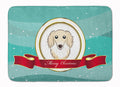 Longhair Creme Dachshund Merry Christmas Memory Foam Kitchen Mat Machine Washable Anti-Fatigue Cushion Comfort Bath or Kitchen Rug