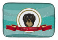 Longhair Black and Tan Dachshund Merry Christmas Dish Drying Mat Absorbent Dish Drying Mat Pad for Kitchen Counter Dish Drainer Mat for Countertop, 14 x 21", Multicolor