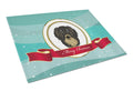 Longhair Black and Tan Dachshund Merry Christmas Cutting Board Tempered Glass Kitchen Cutting Surface, Heat Resistant Chopping, Non-Slip Feet, Food Prep & Serving