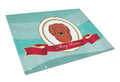 Longhair Red Dachshund Merry Christmas Cutting Board Tempered Glass Kitchen Cutting Surface, Heat Resistant Chopping, Non-Slip Feet, Food Prep & Serving
