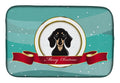 Smooth Black and Tan Dachshund Merry Christmas Dish Drying Mat Absorbent Dish Drying Mat Pad for Kitchen Counter Dish Drainer Mat for Countertop, 14 x 21", Multicolor
