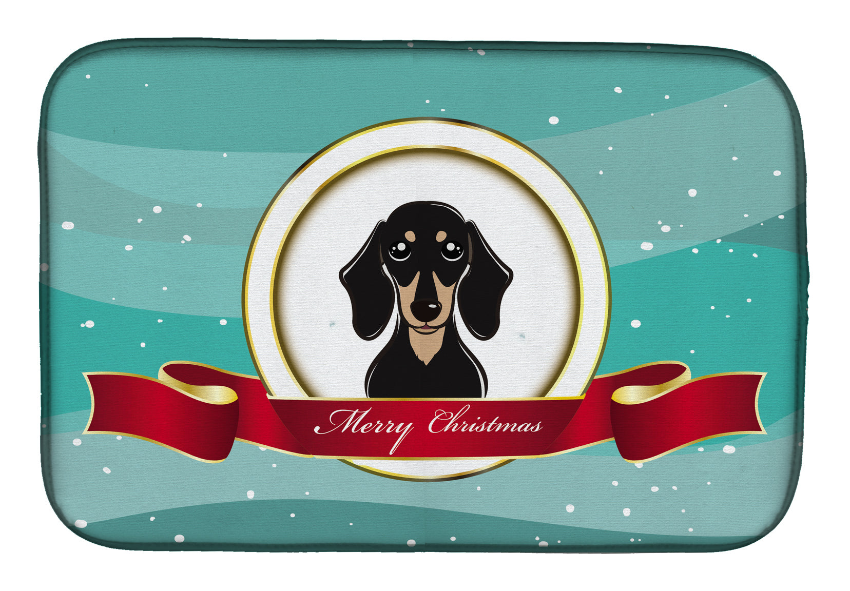 Smooth Black and Tan Dachshund Merry Christmas Dish Drying Mat Absorbent Dish Drying Mat Pad for Kitchen Counter Dish Drainer Mat for Countertop, 14 x 21", Multicolor