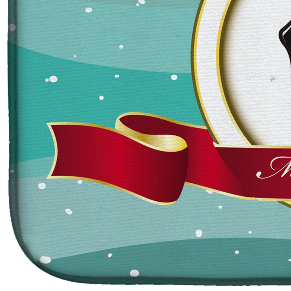 Smooth Black and Tan Dachshund Merry Christmas Dish Drying Mat Absorbent Dish Drying Mat Pad for Kitchen Counter Dish Drainer Mat for Countertop, 14 x 21", Multicolor