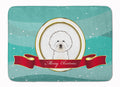 Bichon Frise Merry Christmas Memory Foam Kitchen Mat Machine Washable Anti-Fatigue Cushion Comfort Bath or Kitchen Rug
