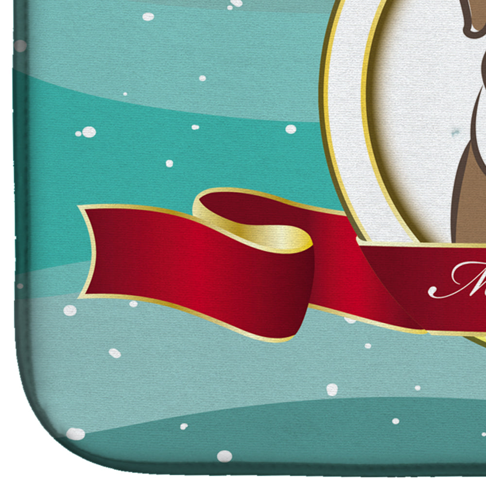 English Bulldog  Merry Christmas Dish Drying Mat Absorbent Dish Drying Mat Pad for Kitchen Counter Dish Drainer Mat for Countertop, 14 x 21", Multicolor