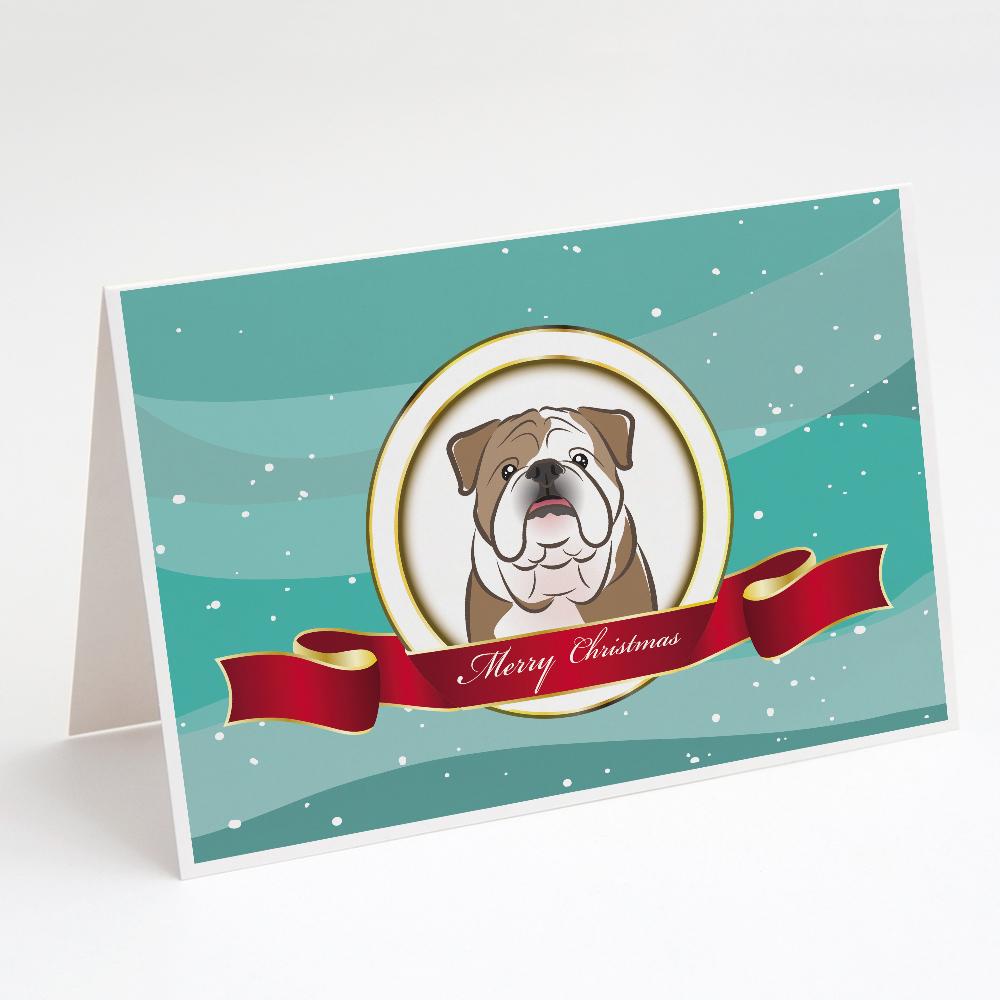 English Bulldog  Merry Christmas Greeting Cards Pack of 8 Blank Cards with Envelopes Whimsical A7 Size 5x7
