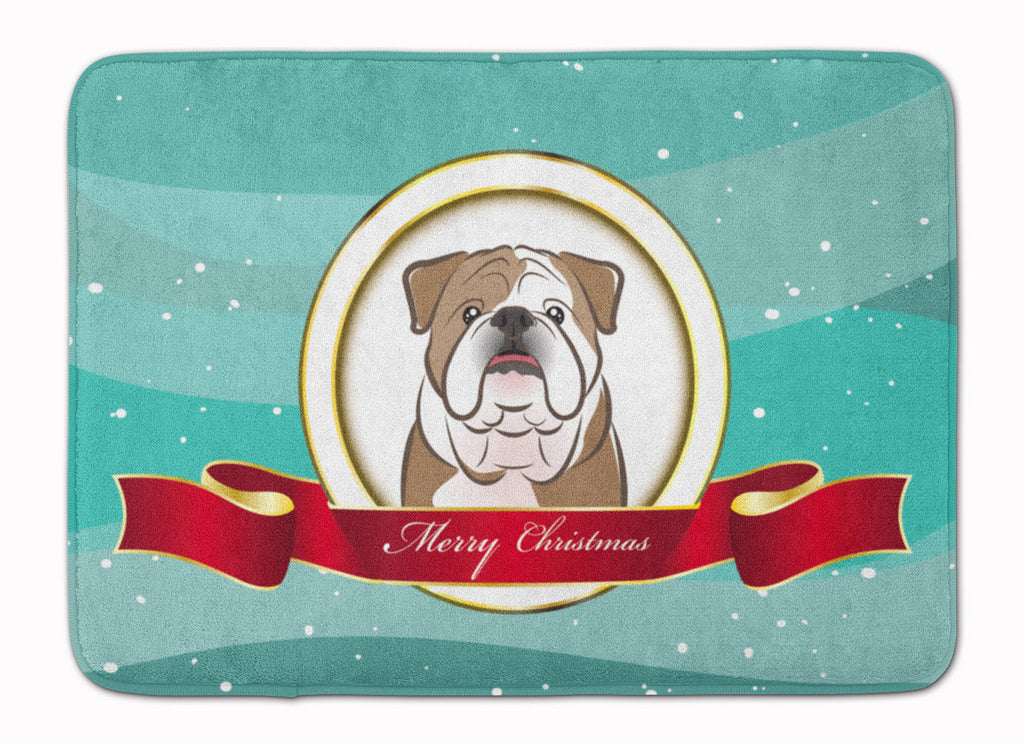 English Bulldog  Merry Christmas Memory Foam Kitchen Mat Machine Washable Anti-Fatigue Cushion Comfort Bath or Kitchen Rug