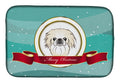 Pekingese Merry Christmas Dish Drying Mat Absorbent Dish Drying Mat Pad for Kitchen Counter Dish Drainer Mat for Countertop, 14 x 21", Multicolor
