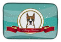 Boxer Merry Christmas Dish Drying Mat Absorbent Dish Drying Mat Pad for Kitchen Counter Dish Drainer Mat for Countertop, 14 x 21", Multicolor
