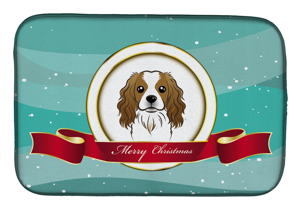 Cavalier Spaniel Merry Christmas Dish Drying Mat Absorbent Dish Drying Mat Pad for Kitchen Counter Dish Drainer Mat for Countertop, 14 x 21", Multicolor
