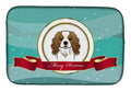Cavalier Spaniel Merry Christmas Dish Drying Mat Absorbent Dish Drying Mat Pad for Kitchen Counter Dish Drainer Mat for Countertop, 14 x 21", Multicolor