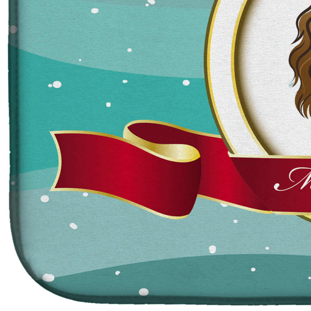 Cavalier Spaniel Merry Christmas Dish Drying Mat Absorbent Dish Drying Mat Pad for Kitchen Counter Dish Drainer Mat for Countertop, 14 x 21", Multicolor