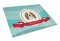 Cavalier Spaniel Merry Christmas Cutting Board Tempered Glass Kitchen Cutting Surface, Heat Resistant Chopping, Non-Slip Feet, Food Prep & Serving