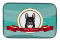 French Bulldog Merry Christmas Dish Drying Mat Absorbent Dish Drying Mat Pad for Kitchen Counter Dish Drainer Mat for Countertop, 14 x 21", Multicolor