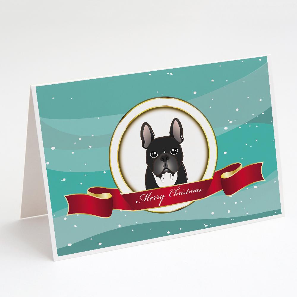 French Bulldog Merry Christmas Greeting Cards Pack of 8 Blank Cards with Envelopes Whimsical A7 Size 5x7