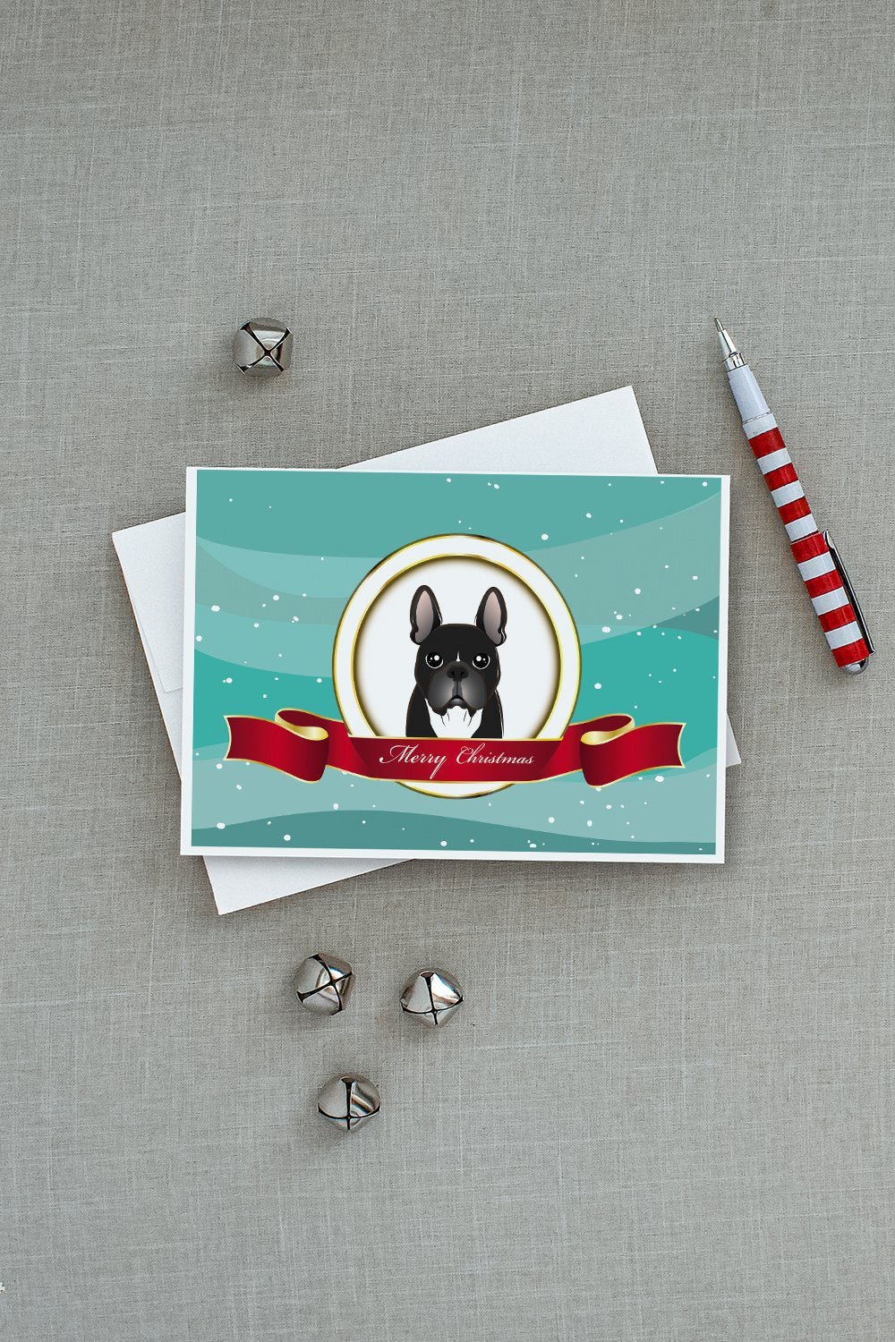 French Bulldog Merry Christmas Greeting Cards Pack of 8 Blank Cards with Envelopes Whimsical A7 Size 5x7