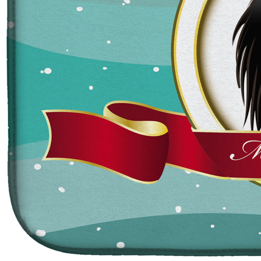 Japanese Chin Merry Christmas Dish Drying Mat Absorbent Dish Drying Mat Pad for Kitchen Counter Dish Drainer Mat for Countertop, 14 x 21", Multicolor