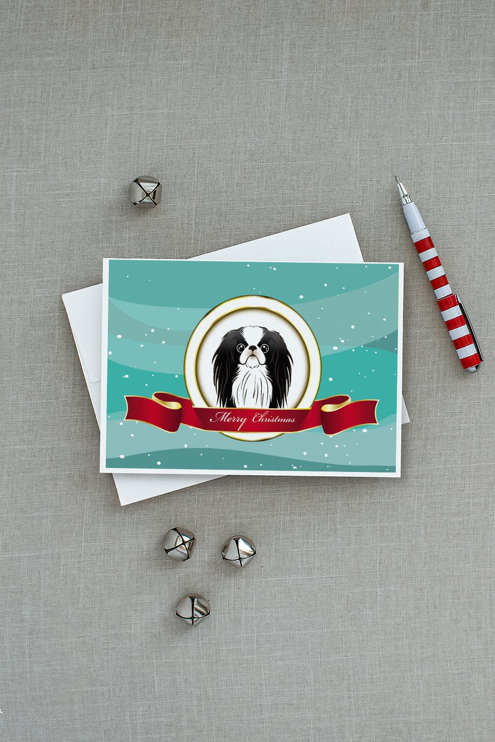 Japanese Chin Merry Christmas Greeting Cards Pack of 8 Blank Cards with Envelopes Whimsical A7 Size 5x7