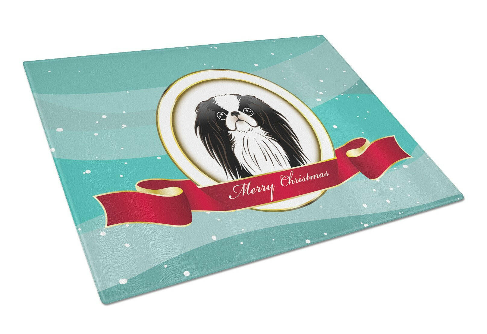 Japanese Chin Merry Christmas Cutting Board Tempered Glass Kitchen Cutting Surface, Heat Resistant Chopping, Non-Slip Feet, Food Prep & Serving