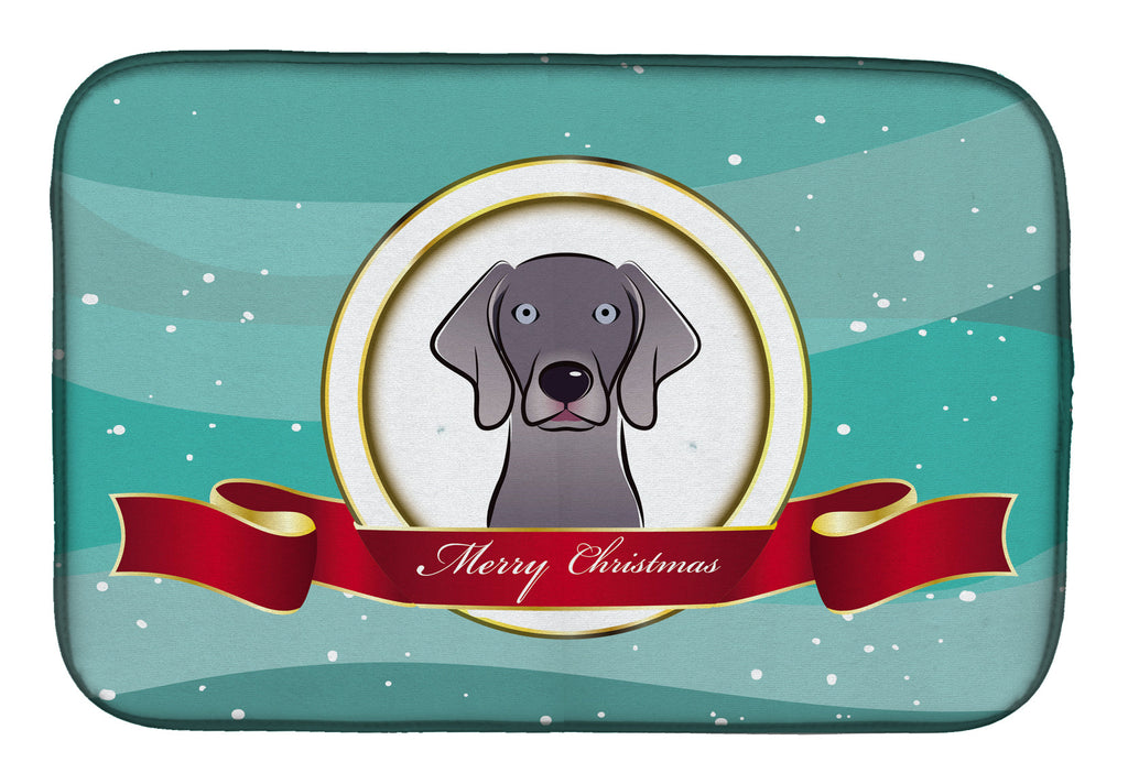 Weimaraner Merry Christmas Dish Drying Mat Absorbent Dish Drying Mat Pad for Kitchen Counter Dish Drainer Mat for Countertop, 14 x 21", Multicolor